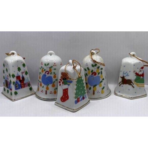Vintage Lilian Vernon LVC Porcelain Miniature Christmas Bells Boxes‎ 1989 1986 - Picture 7 of 8